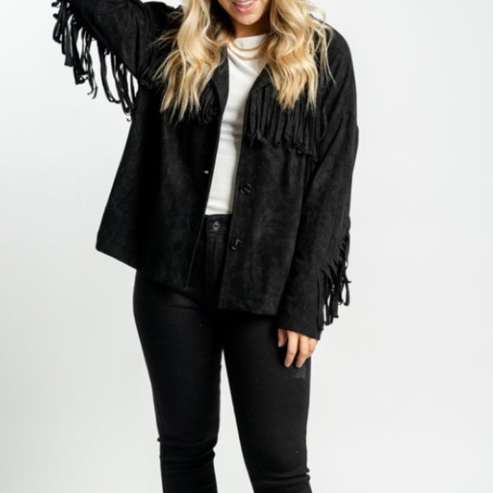 NEW! HP! 🌟⚡️🌟⚡️Vegan suede fringe jacket